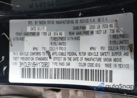 2017 Toyota Yaris Ia z USA, uszkodzony, nr VIN 3MYDLBYV6HY172962